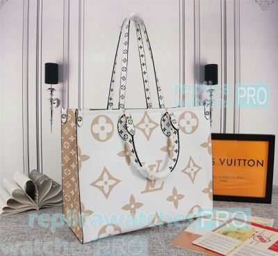 High Quality Copy L---V Onthego White&Green Genuine Leather Shoulder Bag